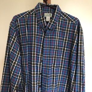 L.L. Bean Blue Plaid Flannel Shirt